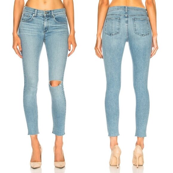 Rag & Bone Lena Light Wash Distressed Ankle Skinny Jeans - Picture 1 of 7